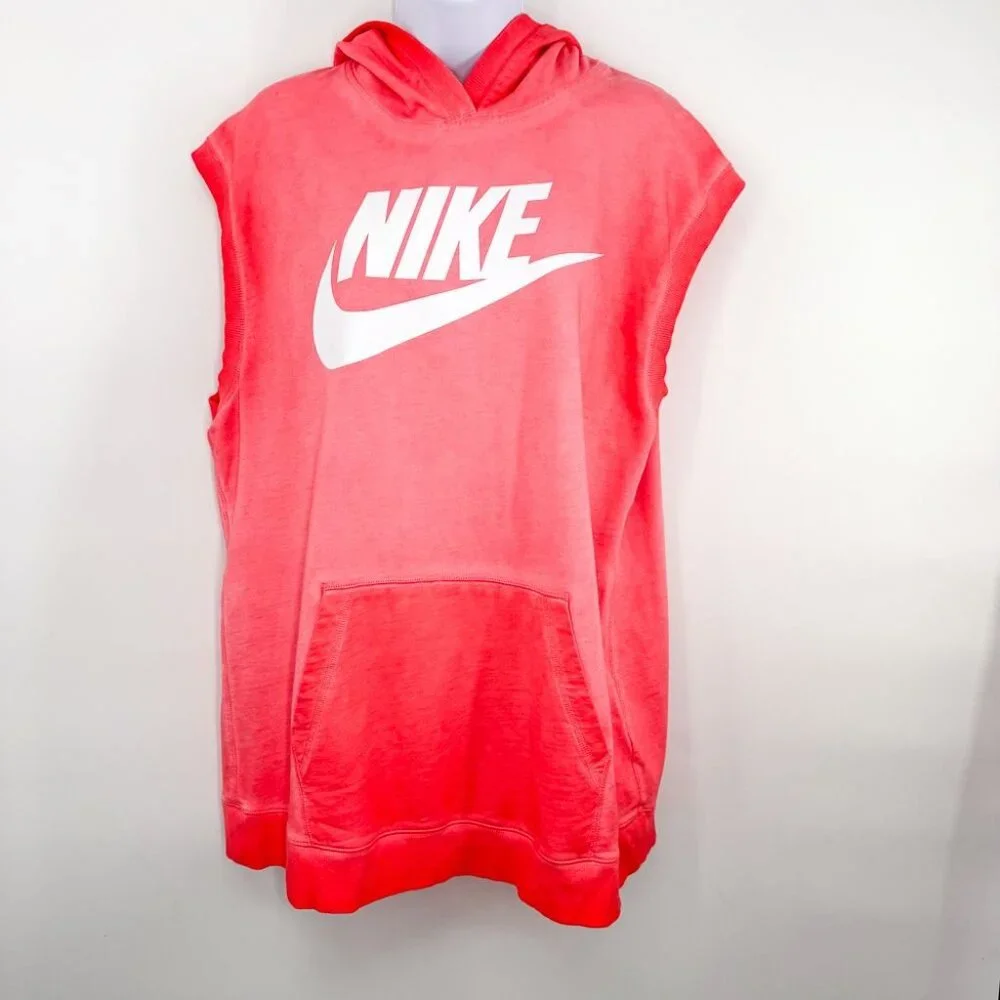 Nike Solstice Sleeveless Hoodie Ombre Pink Graphic Oversized Pullover Top XL - Picture 2 of 12